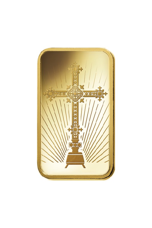 PAMP 1oz Religious Romanesque Cross Gold Rectangular Ingot