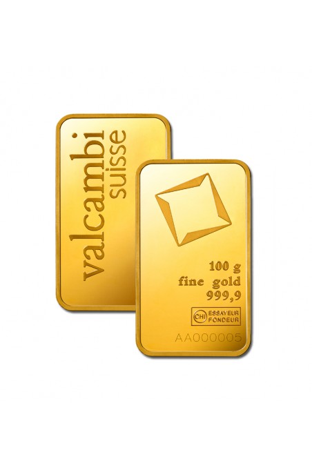 Valcambi 100g Minted Gold Bar