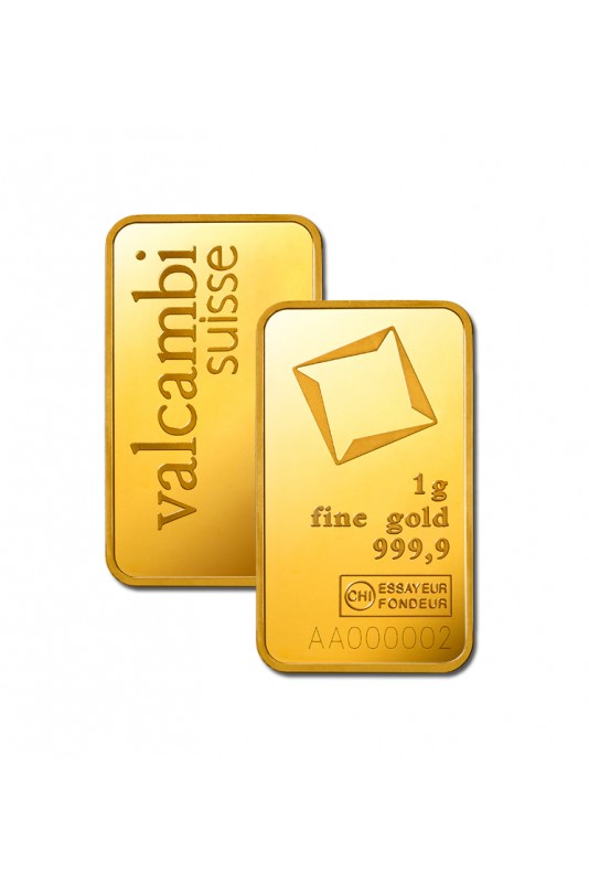Valcambi 1g Minted Gold Bar