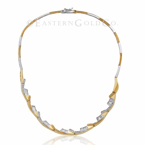 18ct Yellow and White Gold Necklace Set Cubic Zirconia