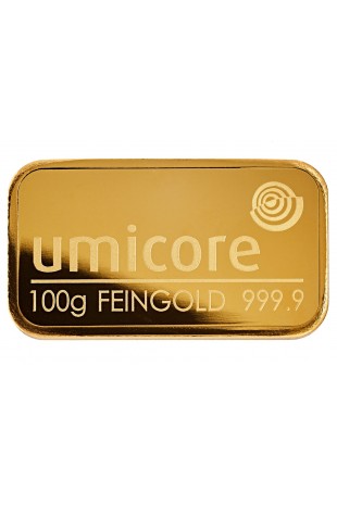 Umicore 100g Minted Gold Bar