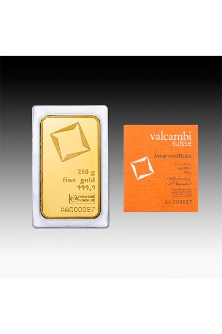 Valcambi 250g Minted Gold Bar